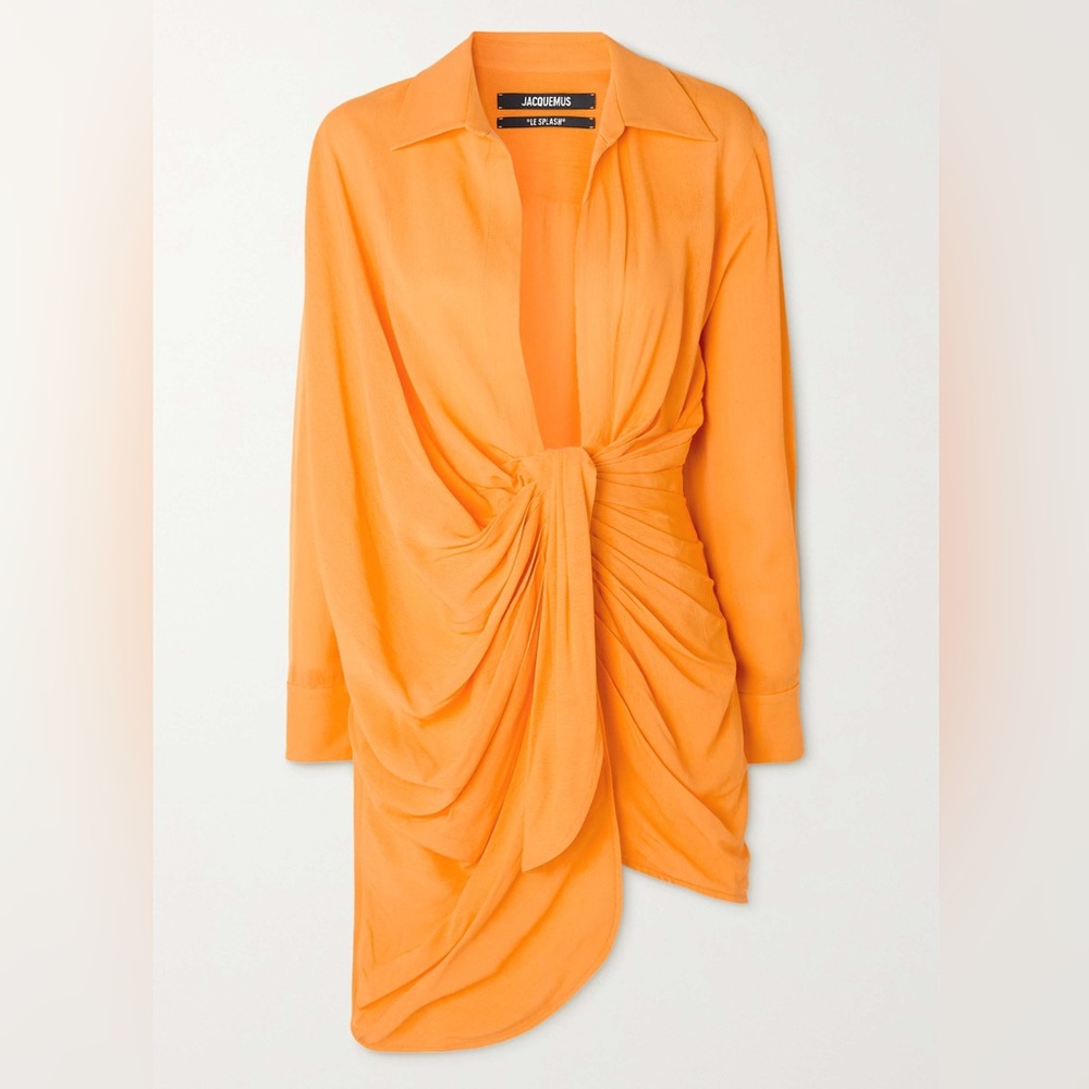 JACQUEMUS Bahia draped knotted voile mini dress